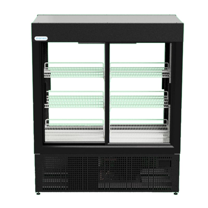 4 | Securadeal Double door Refrigerated Display Case with Glass Front and Multiple Wire Shelves for Showcasing Chilled Items
