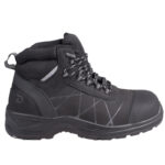 Black Hiking Boot with Padded Collar Plaid Laces and Rugged Outsole for Outdoor Use