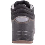 4 | Securadeal Rear View of a Black Hiking Boot with Brown Sole and Tan Stitching Showing Padded Ankle and Gray Heel Accent