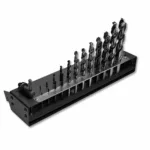 96ac1223-a335-4e80-bab5-326751c010f4 | Securadeal Set of Twist Drill Bits in a Metal Rack Arranged by Size for Machining Tasks