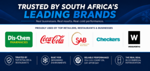 9dd52550-03a1-4b45-a5f5-655267abd293 | Securadeal Banner trusted by South Africas Leading Brands with Logos Dis chem Coca cola Sab Checkers and Woolworths on a Blue Gradient Background