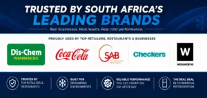 9dd52550-03a1-4b45-a5f5-655267abd293 | Securadeal Banner trusted by South Africas Leading Brands with Logos Dis chem Coca cola Sab Checkers and Woolworths on a Blue Gradient Background
