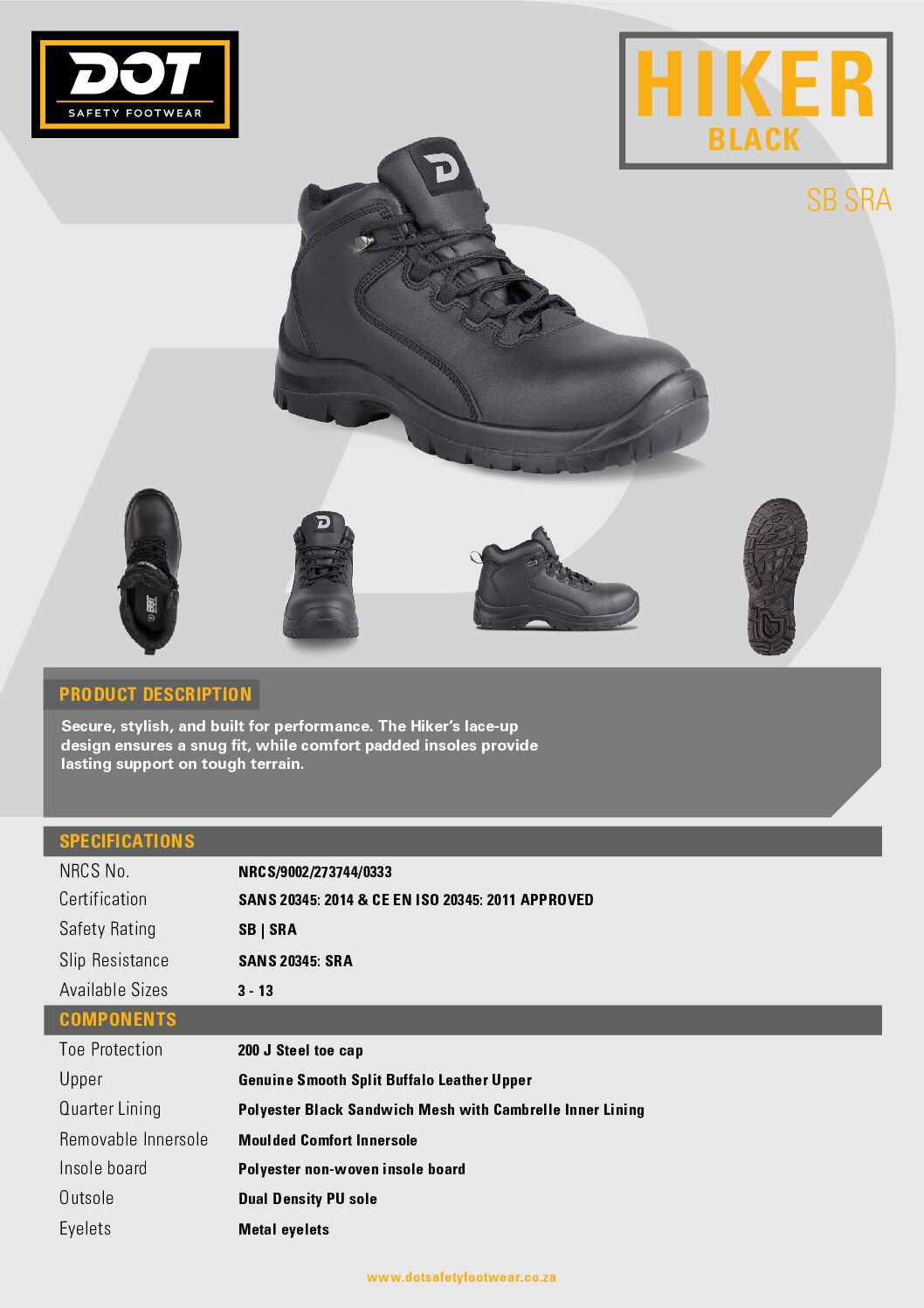 DOT-Hiker-Black-Spec-Sheet | Securadeal