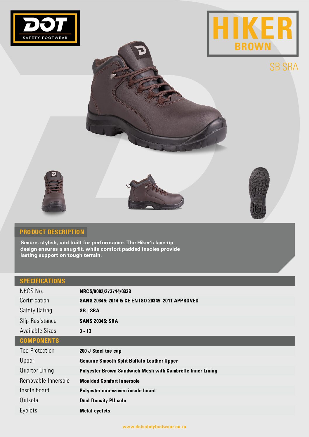 DOT-Hiker-Brown-Spec-Sheet (1) | Securadeal