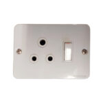 E11070 - 1 | Securadeal White Plastic Wall Plate with Three Round Socket Outlets and a Vertical Rocker Switch redisson Brand