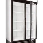 HD1140F-Left-Openpsd-600x848 | Securadeal Double door Glass front Commercial Display Refrigerator with Adjustable Shelves and a Vented Base Section