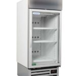 HD580F-Left-600x843 | Securadeal Commercial Display Refrigerator with a Glass Door and Empty Shelves Stainless Steel Frame and a Bottom Digital Temperature Control Panel
