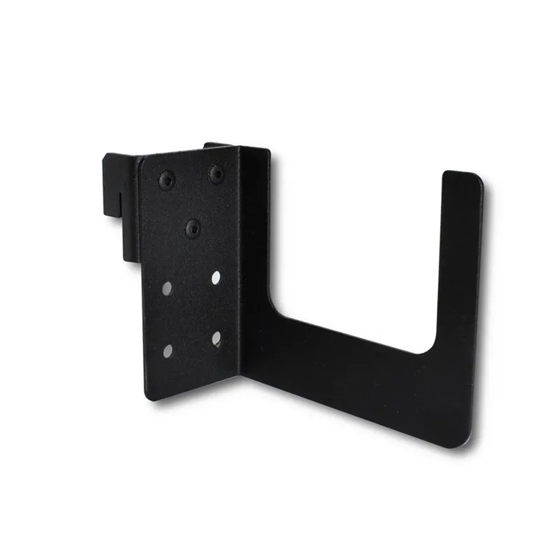 Black Metal L shaped Mounting Bracket with Multiple Screw Holes for Wall Installation