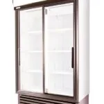 SD1140-Rightpsd-600x848 | Securadeal Double door Glass display Refrigerator for a Shop with Empty White Shelves Inside and a Vented Base Unit Below