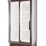 SD890-Rightpsd | Securadeal Refrigerated Display Case with Double Glass Doors and White Interior Shelves Accessed from the Front