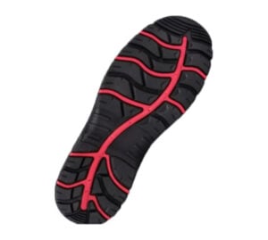 Screenshot 2026-05-06 090947 | Securadeal Black athletic shoe sole with red traction grooves and pronounced tread pattern.