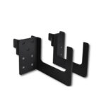 Untitled-1 | Securadeal Black Metal Mounting Bracket with Perforated Plates and Curved Arms Likely for Securing Equipment