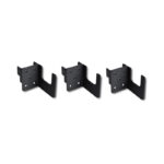 Untitled-1 | Securadeal Three Black Metal Shelf Brackets with Mounting Plates Placed in a Row for Display