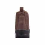 WRIGHT CHELSEA SOFT TOE BRN 4 | Securadeal Back View of a Brown Leather Ankle Boot with a Pull Tab and Chunky Black Sole