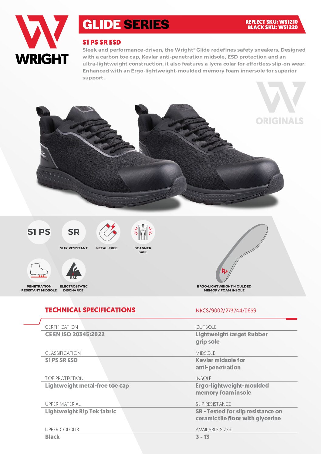 Wright-Glide-Sneaker-Spec Sheet | Securadeal