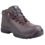 1 | Securadeal Ankle high Brown Hiking Boot with Thick Tread and Padded Collar Laced Up for Outdoor Wear Showing Rugged Stitching and Durability Cues