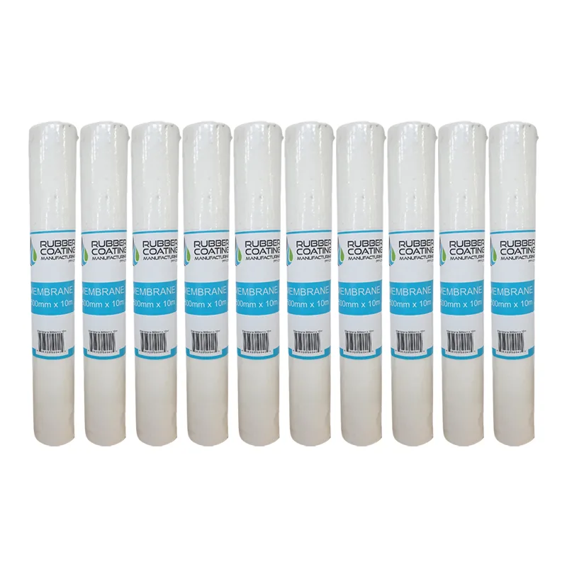 2 | Securadeal Row of White Rubber Coating Membrane Rolls with Blue Labels Lined Up in a Row 80mm X 10m Each