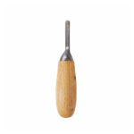 Wooden handled Carving Chisel with a Metal Blade Shown Against a White Background