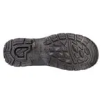 Outsole of a Black Hikingshoe with Rugged Multidirectional Tread for Grip on Uneven Terrain