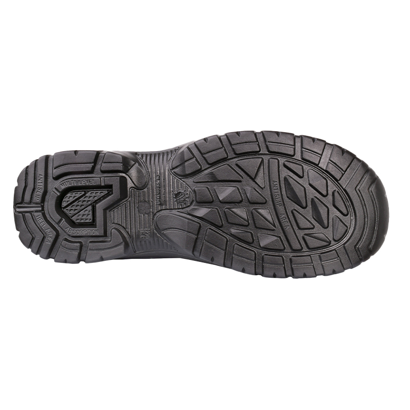 2 | Securadeal Outsole of a Black Hikingshoe with Rugged Multidirectional Tread for Grip on Uneven Terrain