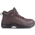 3 | Securadeal Brown Leather Hikingwork Boot with Padded Collar and Rugged Tread on a White Background
