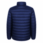 4129bde9-6153-4872-bb42-051ce224979f | Securadeal Back View of a Navy Blue Quilted Puffer Jacket with Horizontal Baffles and Stand up Collar