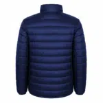 4129bde9-6153-4872-bb42-051ce224979f | Securadeal Back View of a Navy Blue Quilted Puffer Jacket with Horizontal Baffles and Stand up Collar