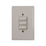 6 | Securadeal Beige Wall Plate with Three Vertical Rocker Switches Showing Two Screws Above and Below the Plate