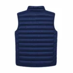 70ff65b3-d190-4cfb-ae58-532b9d48c6fb | Securadeal Back View of a Navy Blue Quilted Puffer Vest with Horizontal Baffles and a Stand up Collar