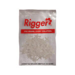 Bag of White Cross shaped Tile Spacers Labeled Rigger 5mm Pack of 100