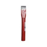 CH0067 | Securadeal Red handled Flat Putty Knife with Wide Metal Blade Shown Upright Against a White Background