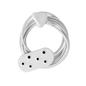 White four-outlet power strip with a coiled cord