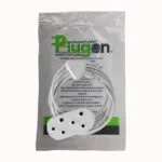 E10921 | Securadeal White 3 outlet Power Adapter with a Coiled Cord Displayed on Its Packaging