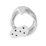 E10922 - 1 | Securadeal White Multi outlet Extension Lead with a Long Coiled Cord and Several Socket Openings Accessible on the Outlet Block