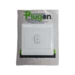 E11064 | Securadeal White Wall Switch in a Square Plate Mounted on Product Packaging with a 60a Label on the Switch