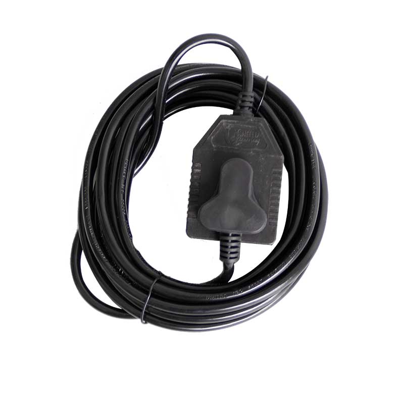 Coiled Black Electric Extension Cord with an Inline Onoff Switch for Powering Devices