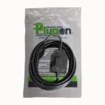 E11195 | Securadeal Coiled Black Power Cable with a Plug in Adapter Resting on Packaging Labeled power to Keep Going