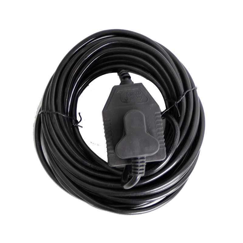 Coiled Black Power Extension Cord with Inline Control Switch and Plug