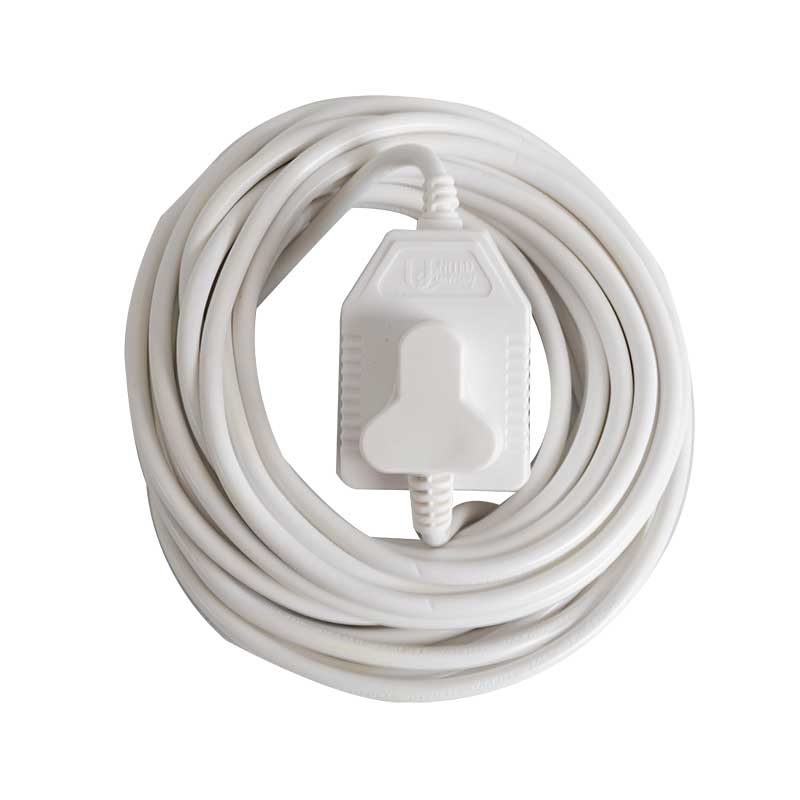 White Extension Cord Coiled with an Inline Onoff Switch in the Center for Controlling Power