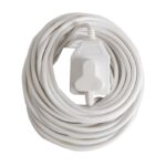 White Extension Cord Coiled in a Loop with an Inline Switch at the Center