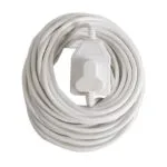 E11198 | Securadeal White Extension Cord Coiled in a Loop with an Inline Switch at the Center