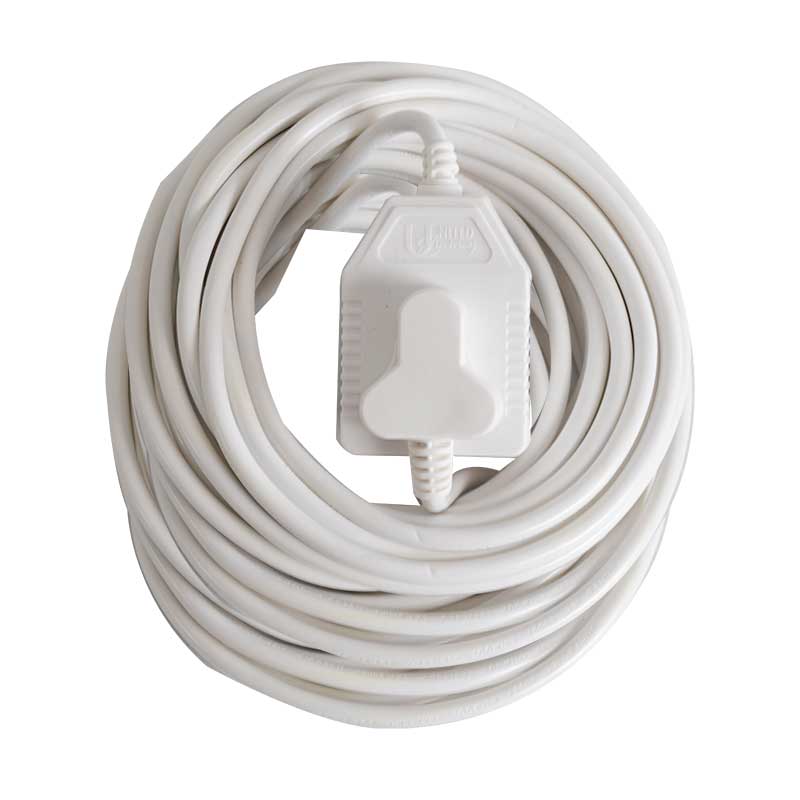 White Extension Cord Coiled in a Loop with an Inline Switch at the Center