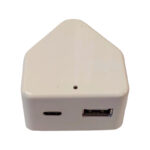 E11283 - 2 | Securadeal White Rectangular Usb Adapter with a Rounded Top Featuring a Usbc Port on the Left a Usb a Port on the Right and a Small Led Indicator Hole