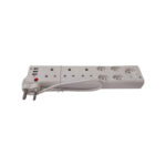 E11322 - 1 | Securadeal White Power Strip with Multiple Outlets and Usb Ports Plugged in with a Coiled Cord