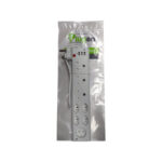 E11322 | Securadeal White Power Strip with Multiple Outlets Sealed in Clear Plastic Packaging on a White Background