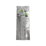 E11322 | Securadeal White Power Strip with Multiple Outlets Sealed in Clear Plastic Packaging on a White Background