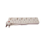 E11323 - 1 | Securadeal White Extension Power Strip with Six Outlets and a Plugged in Cord