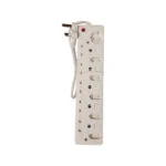 White Power Strip with Multiple Sockets and a Red Power Indicator Light
