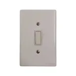White Single gang Wall Light Switch on a Glossy Rectangular Plate