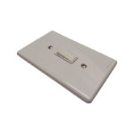 E11325 - 2 | Securadeal White Plastic Single gang Light Switch Plate with a Rocker Switch and Two Visible Screws